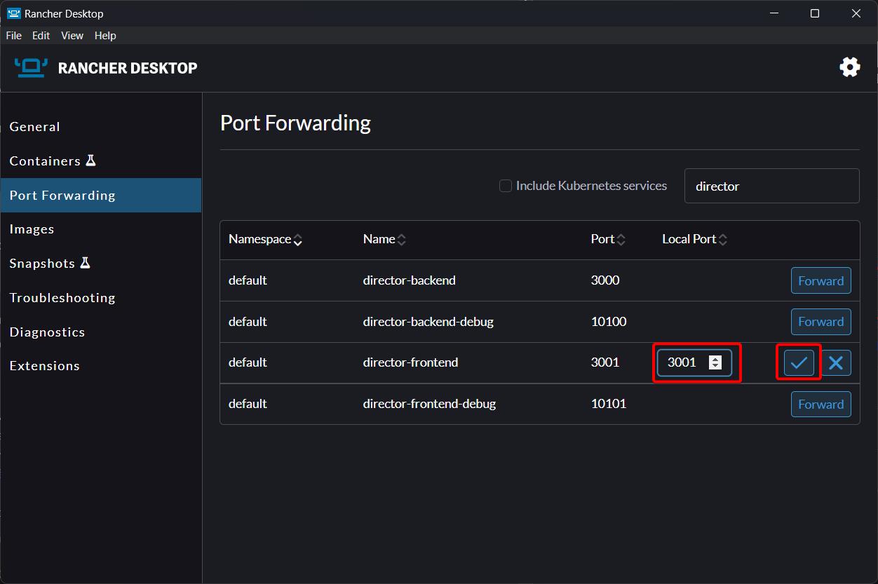 Port Forwarding for Director Frontend