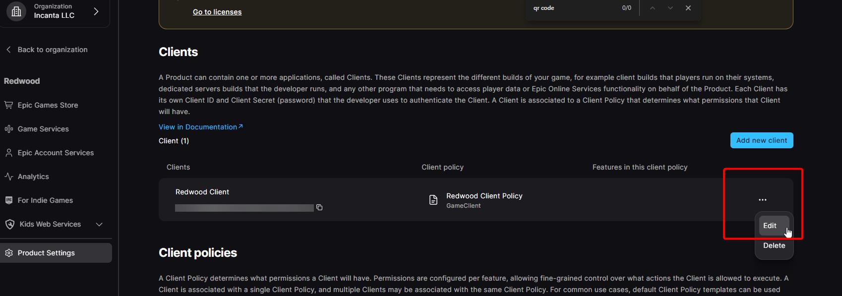 Edit the secret by clicking the ...