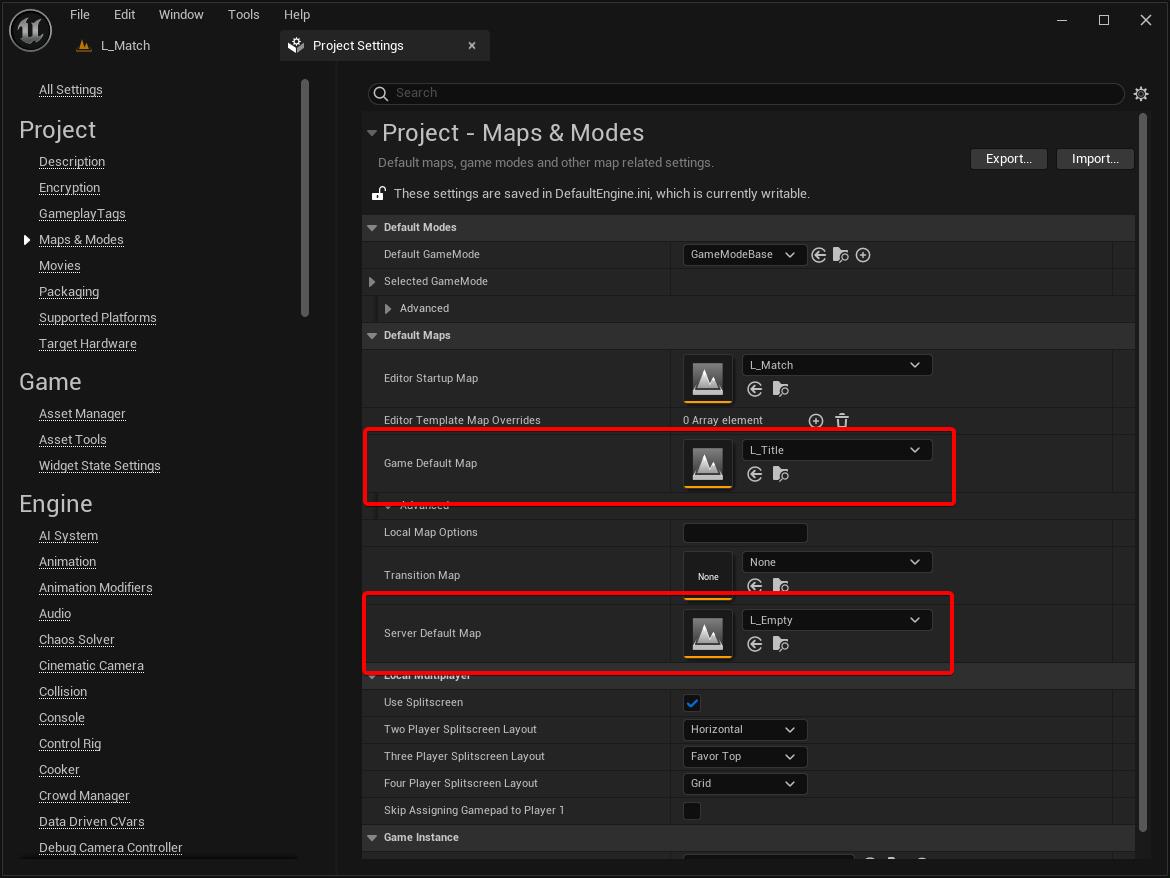 Maps &amp; Modes section showing the default maps